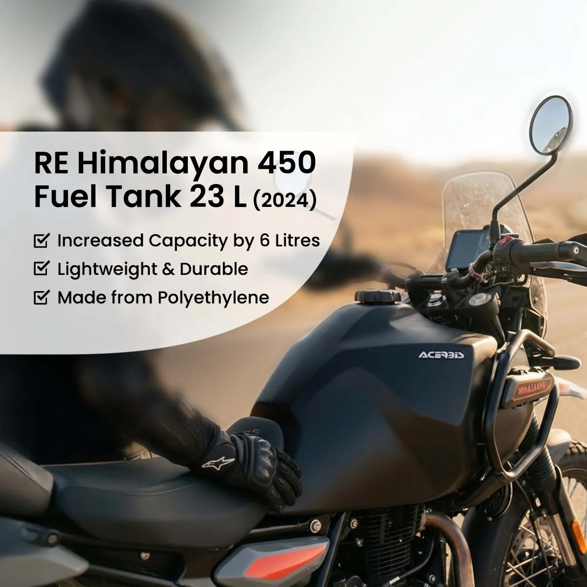 23L Fuel Tank For Royal Enfield Himalayan 450 2024 Model (Black) - Image 3