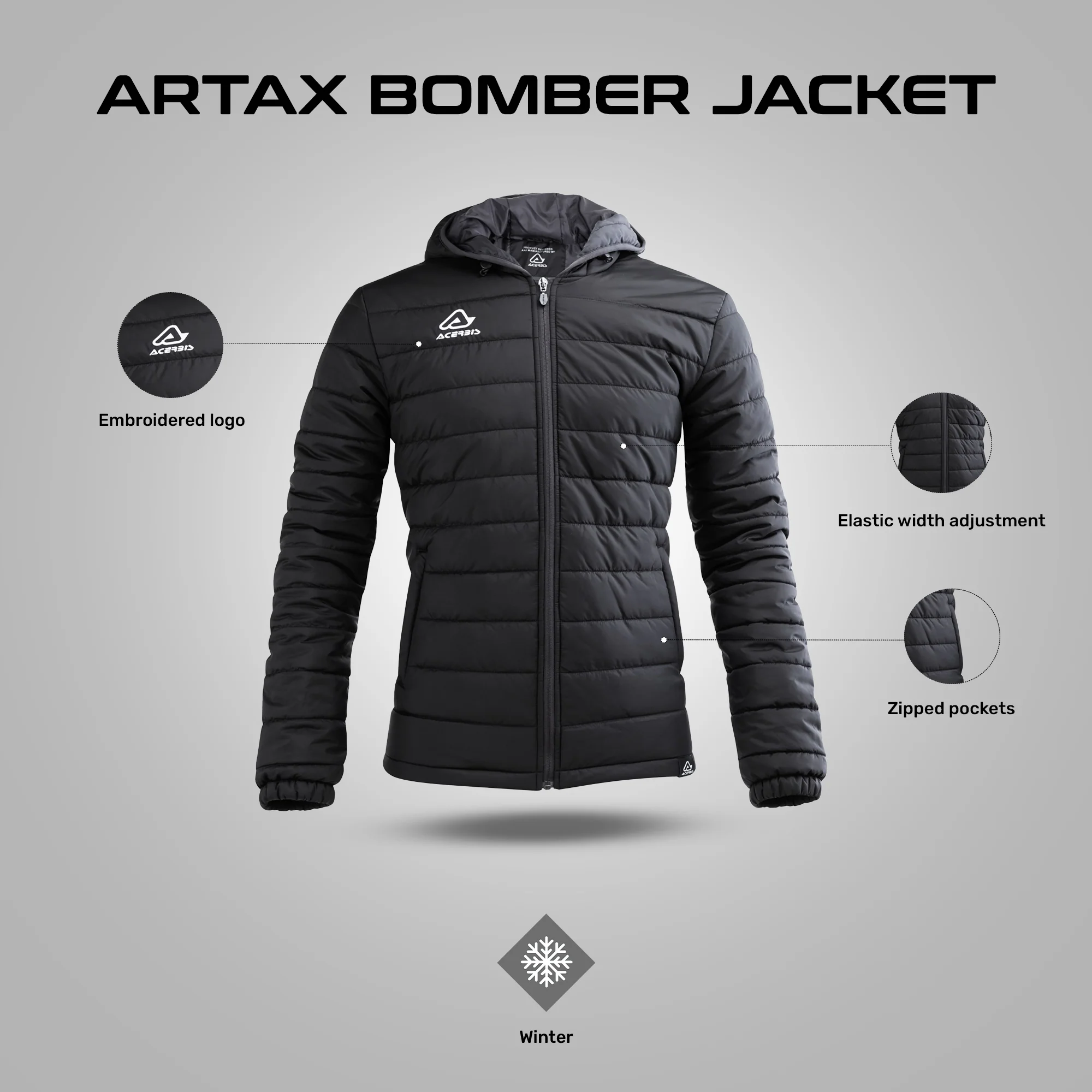 Artax Bomber - Winter Jacket (Black) - Image 4