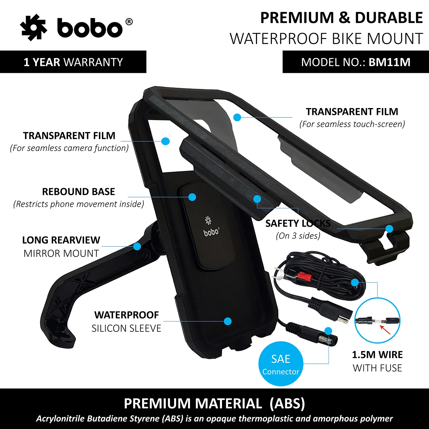 BM11M - Waterproof Mirror (With Charger) - Image 3