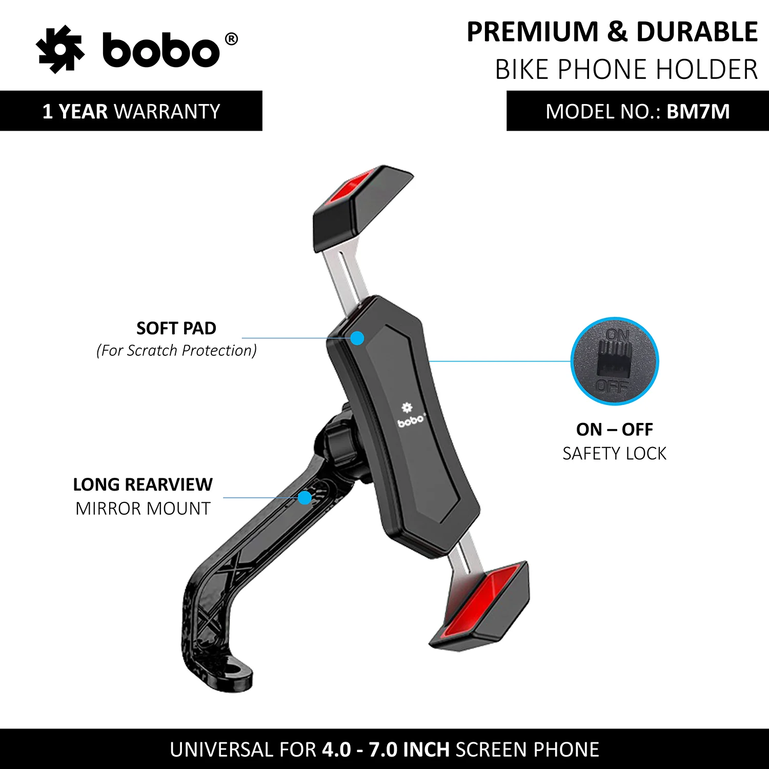 BM7M - Diagonal-Grip Mirror Mount (No Charger) - Image 3