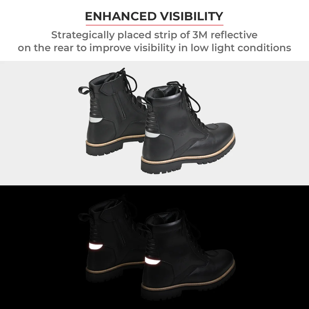 Bronson - Retro Style Motorcycle Riding Boots (Black) - Image 12