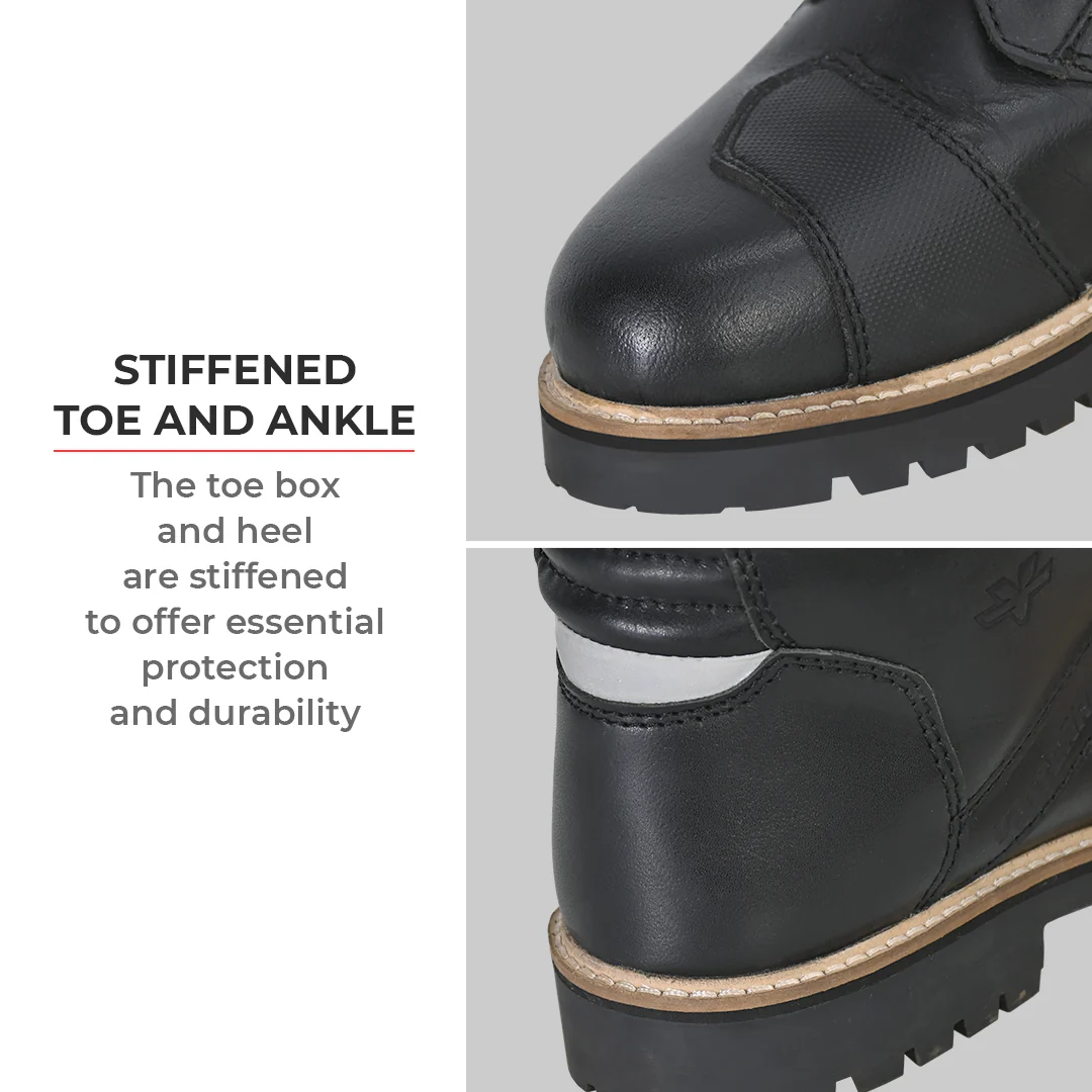 Bronson - Retro Style Motorcycle Riding Boots (Black) - Image 14