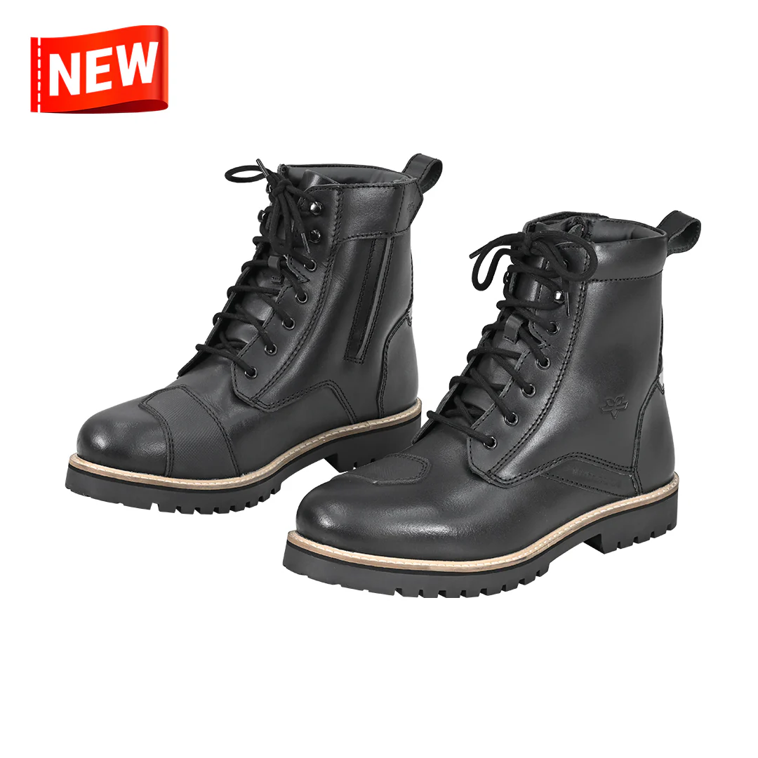 Bronson - Retro Style Motorcycle Riding Boots (Black) - Image 16