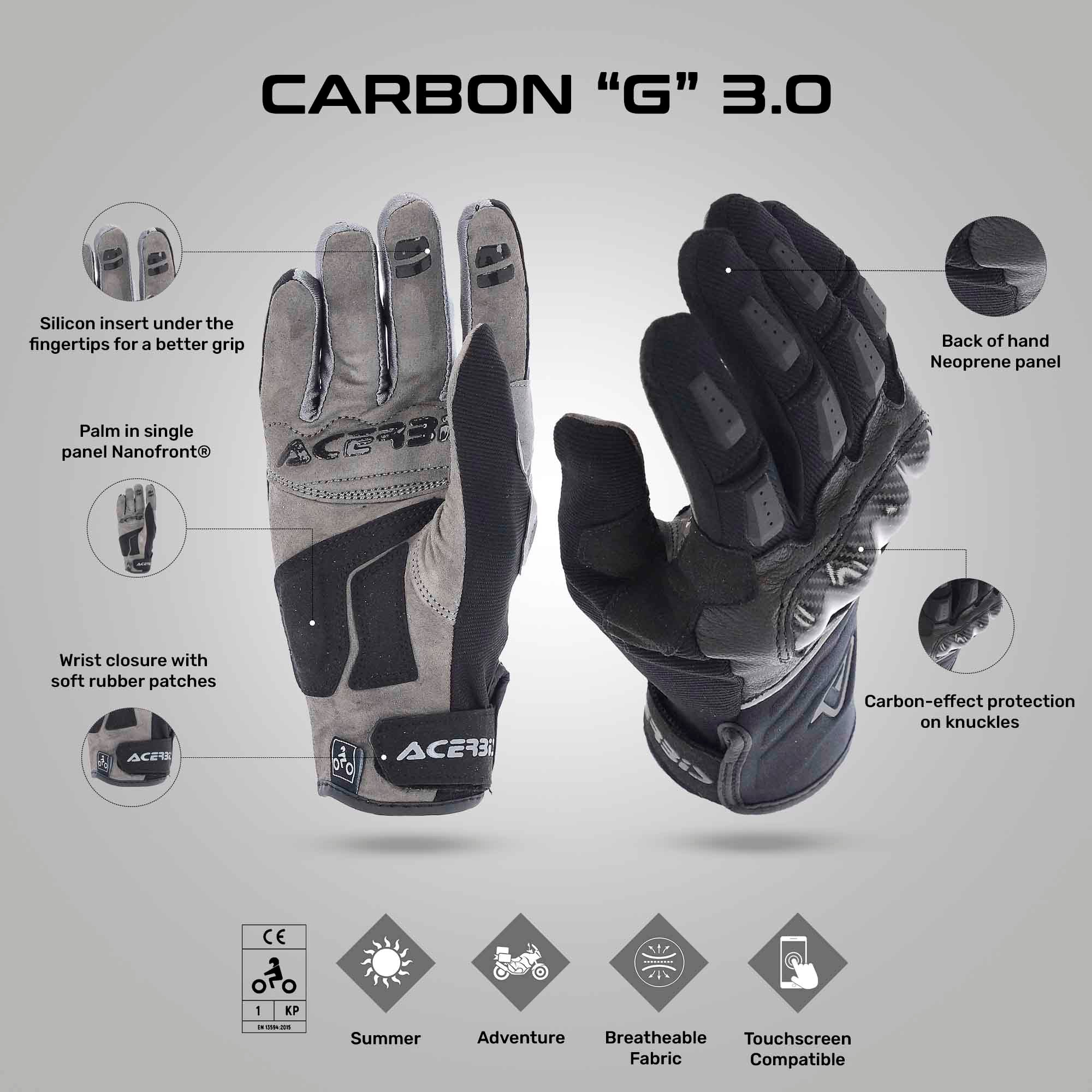 Carbon G 3.0 - Motorcycle Adventure Touring Gloves - Image 5
