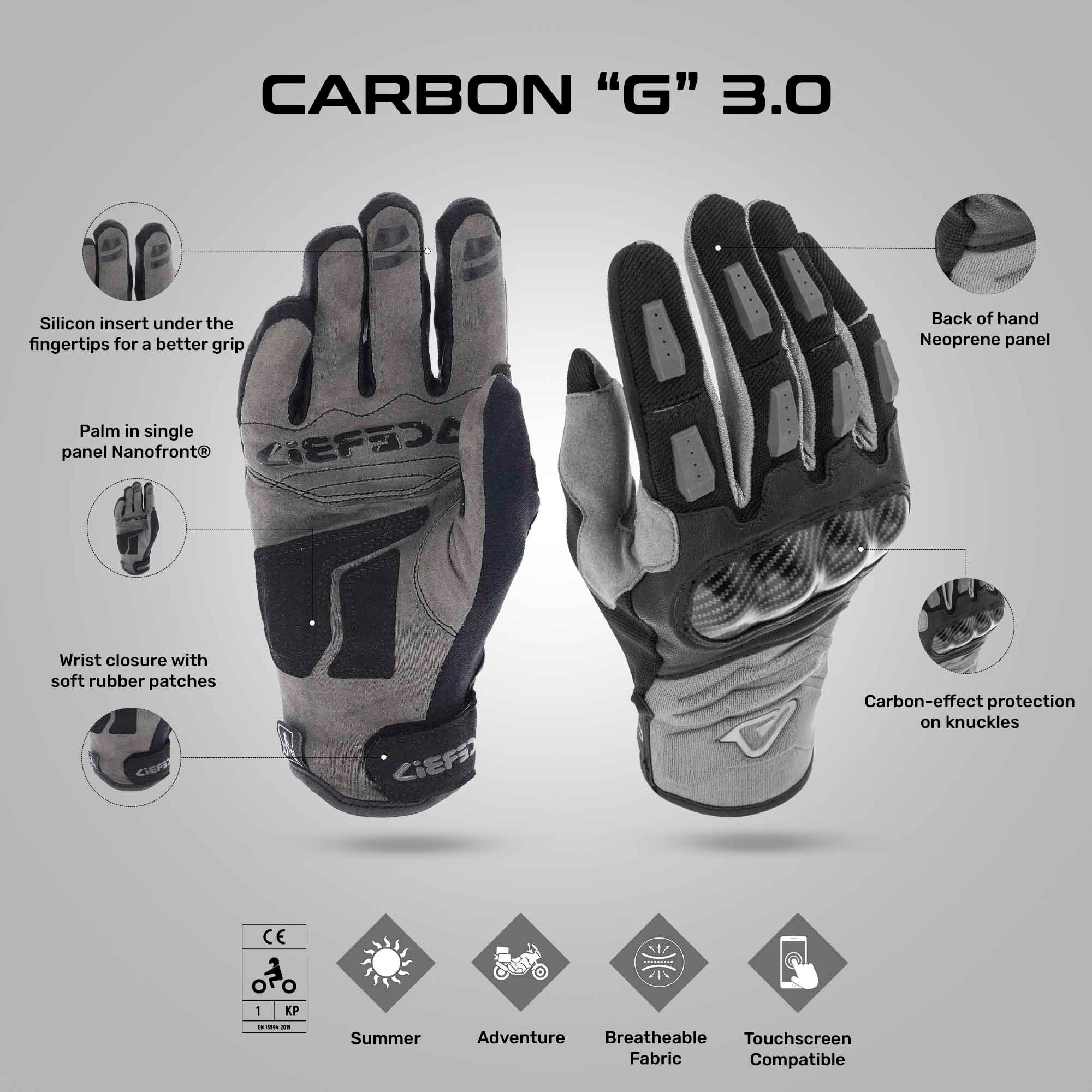 Carbon G 3.0 - Motorcycle Adventure Touring Gloves - Image 9