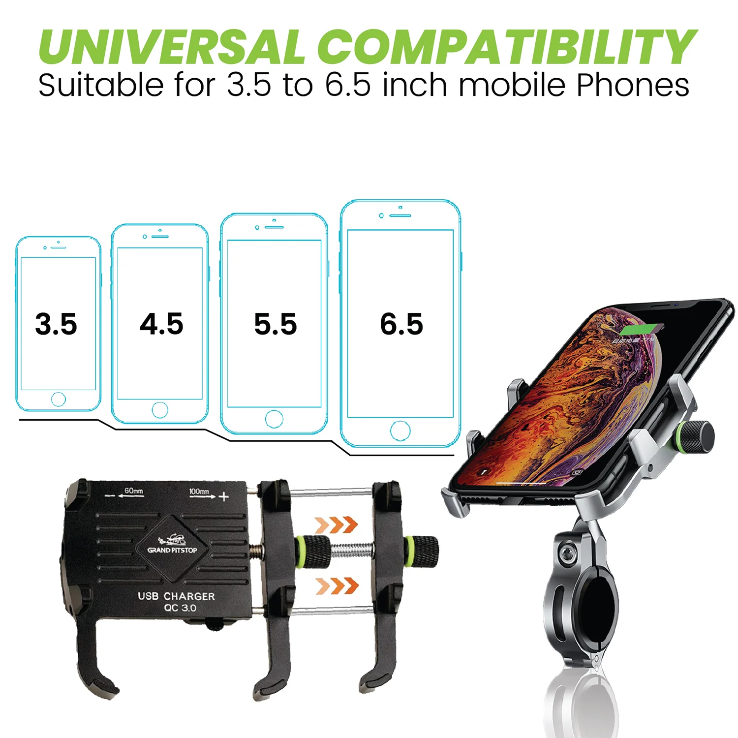 Claw-Jaw Grip Mobile Holder With Charger - Image 3