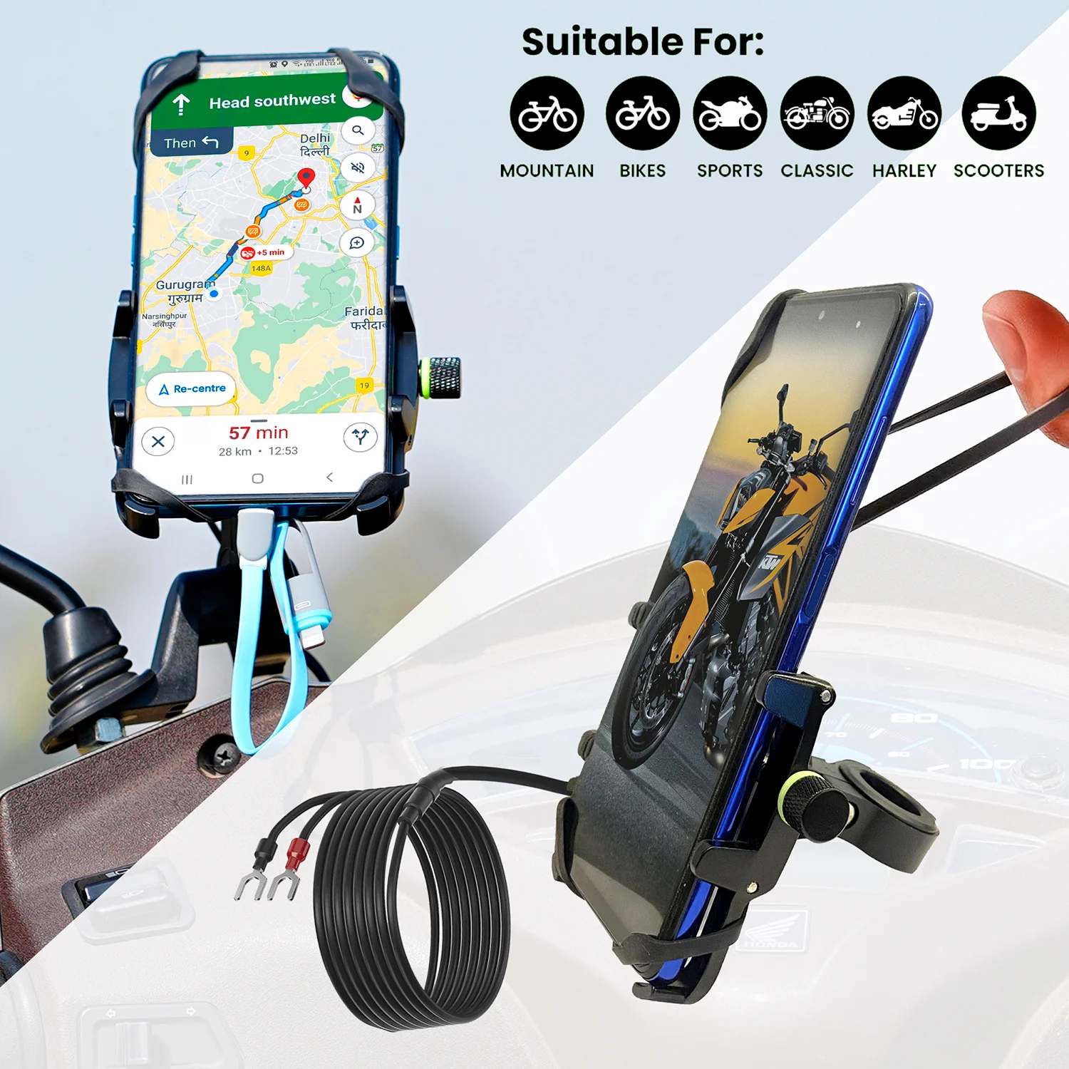 Claw-Jaw Grip Mobile Holder With Charger - Image 5