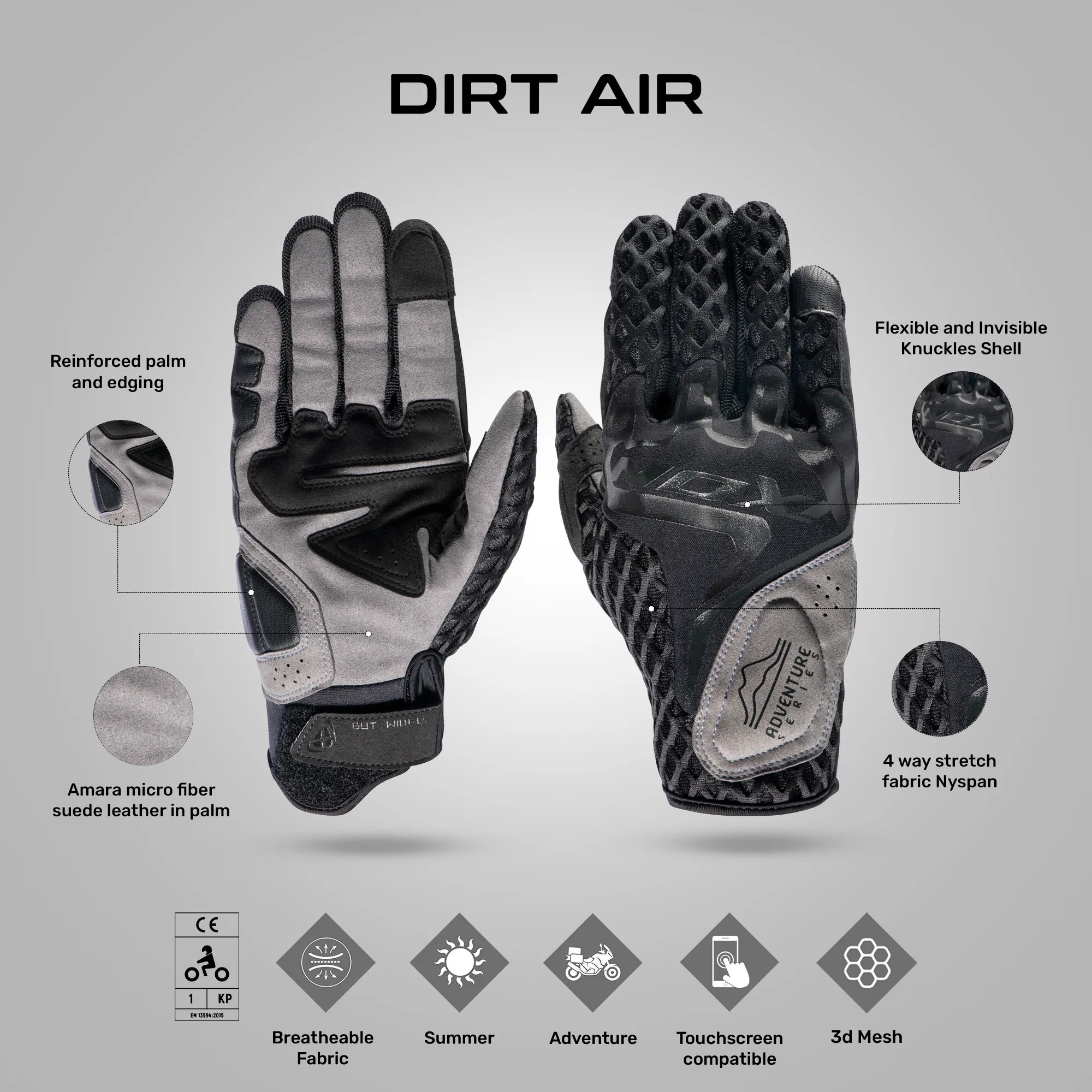Dirt Air - Motorcycle Adventure Touring Gloves - Image 14