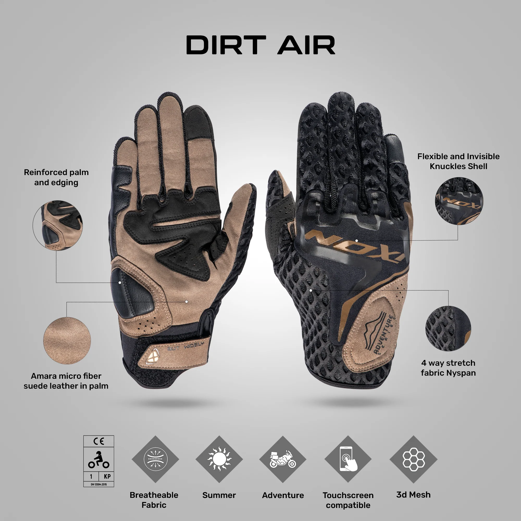 Dirt Air - Motorcycle Adventure Touring Gloves - Image 9