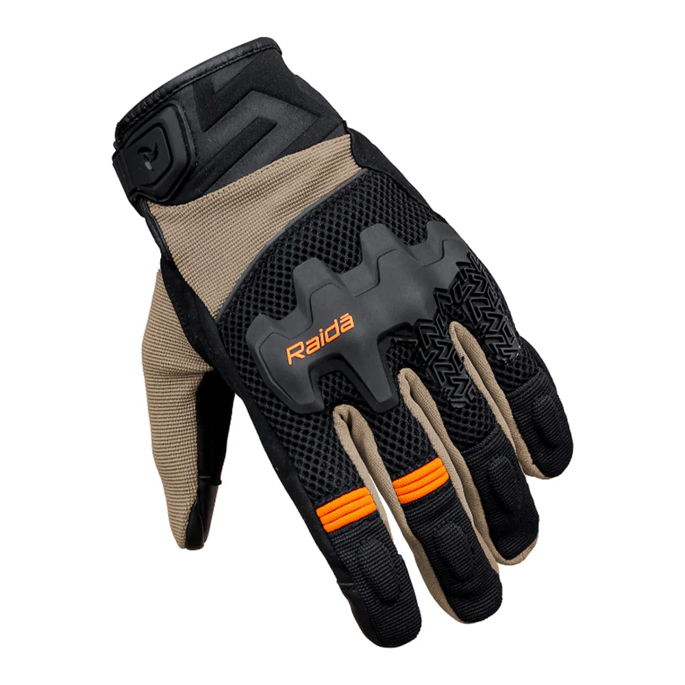 Drift - All Terrain Motorcycle Riding Gloves (Khaki/Orange) - Image 2