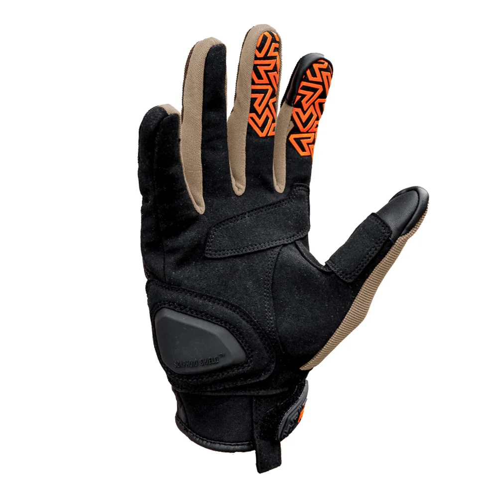 Drift - All Terrain Motorcycle Riding Gloves (Khaki/Orange) - Image 3