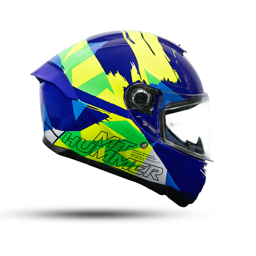 Hummer S Monti C17 - Motorcycle Riding Helmet (Gloss Blue/Neon Yellow) - Image 2