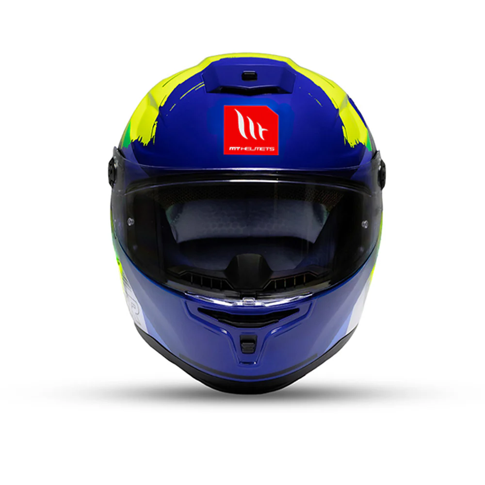 Hummer S Monti C17 - Motorcycle Riding Helmet (Gloss Blue/Neon Yellow) - Image 3