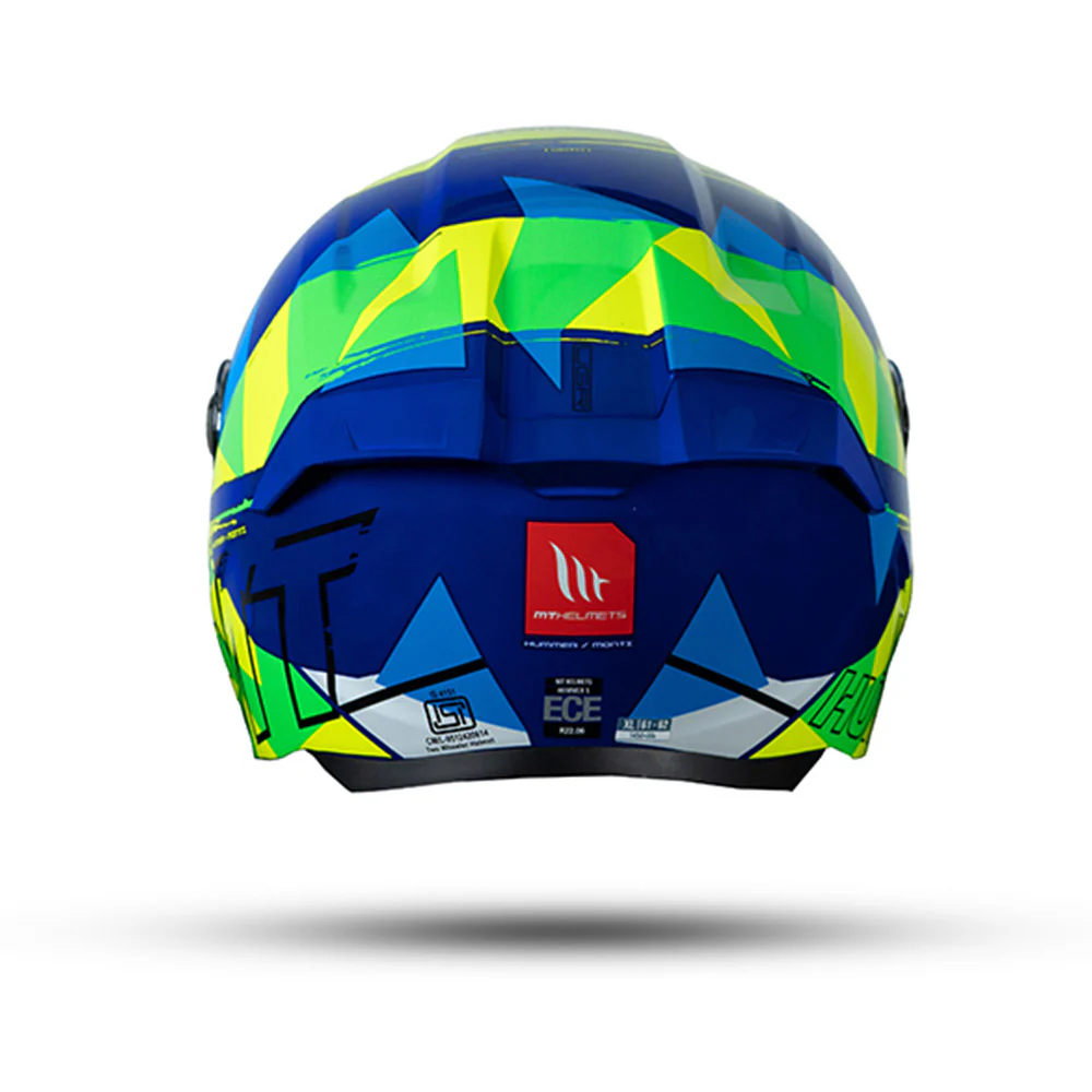 Hummer S Monti C17 - Motorcycle Riding Helmet (Gloss Blue/Neon Yellow) - Image 4