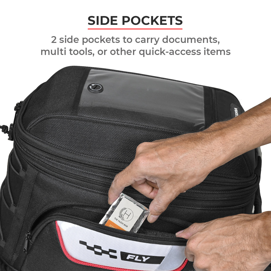 Fly 2017 - 22L - Magnetic Tank Bag with Rain Cover (Black) - Image 8