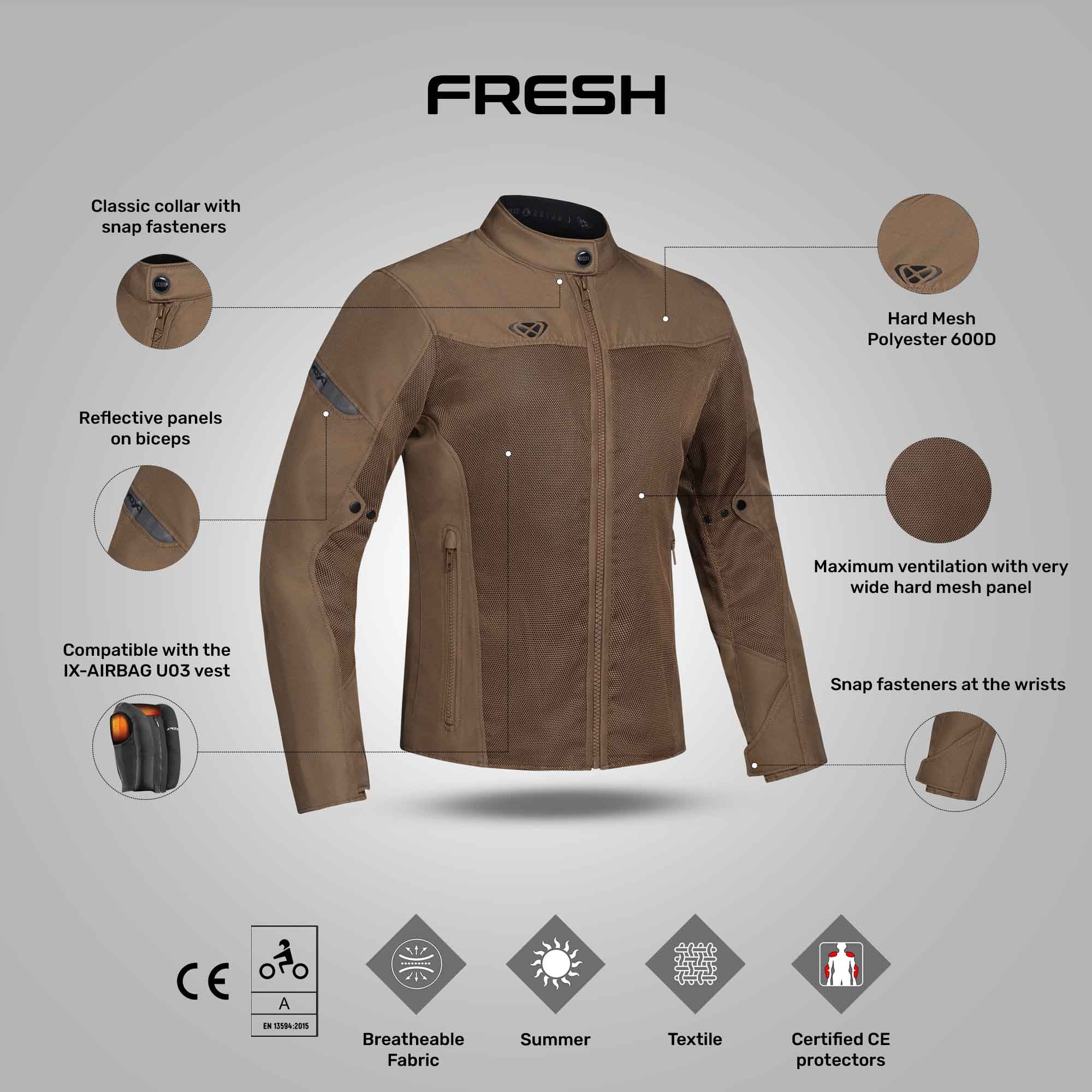 Fresh Slim - Ultra-Ventilated Summer Riding Jacket (Brown) - Image 3