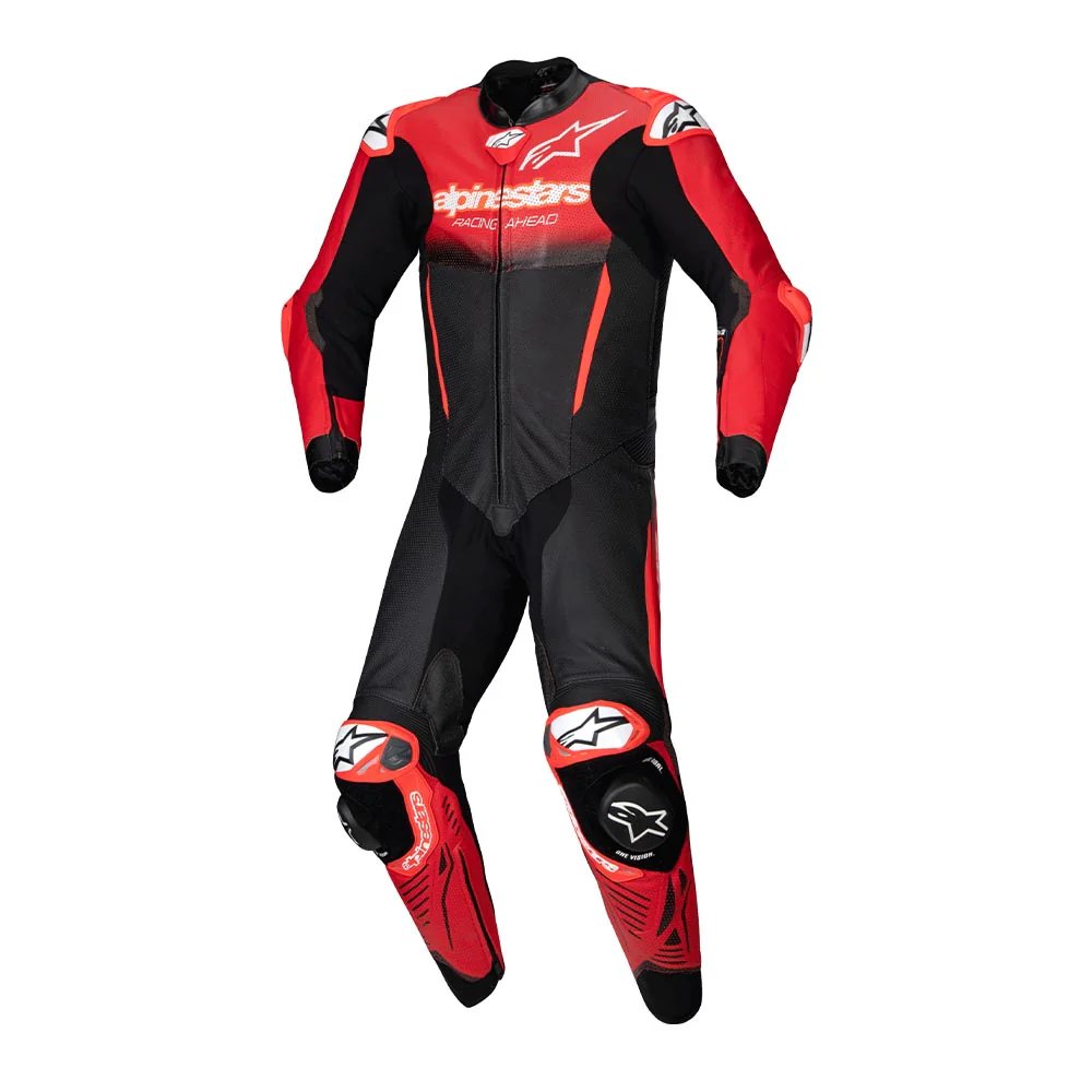 Gp-R7 - Leather Racing Suit (Black/Mid Red) (1 Piece)