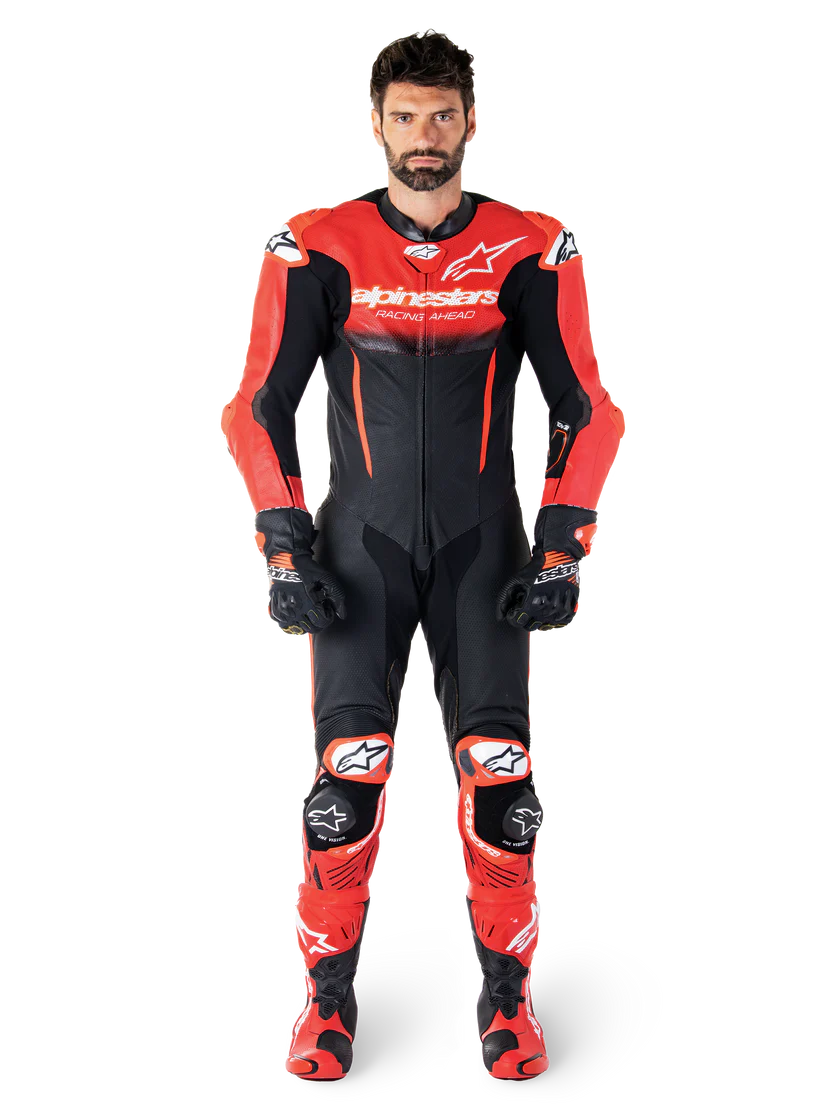 Gp-R7 - Leather Racing Suit (Black/Mid Red) (1 Piece) - Image 3