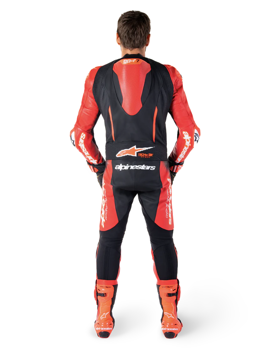 Gp-R7 - Leather Racing Suit (Black/Mid Red) (1 Piece) - Image 4
