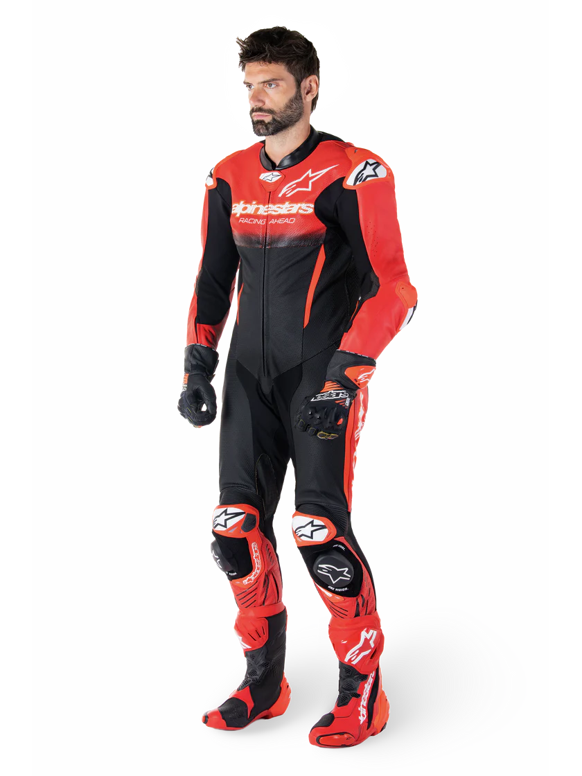 Gp-R7 - Leather Racing Suit (Black/Mid Red) (1 Piece) - Image 5