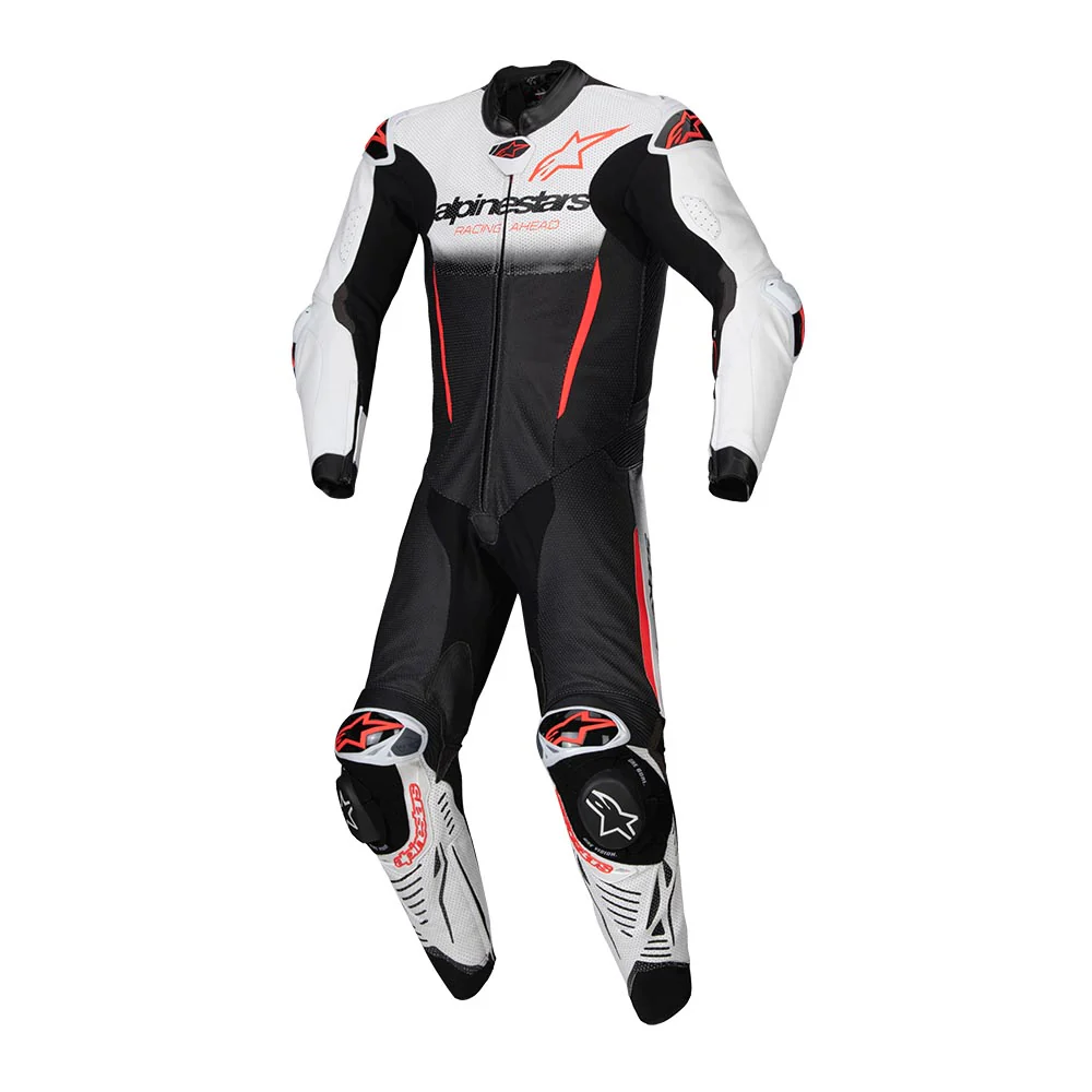 Gp-R7 - Leather Racing Suit (White/Black/Red Fluo) (1 Piece)