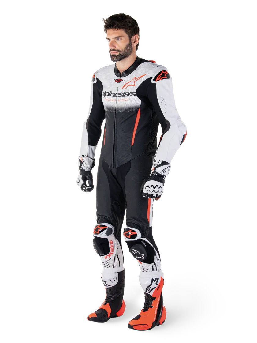 Gp-R7 - Leather Racing Suit (White/Black/Red Fluo) (1 Piece) - Image 3
