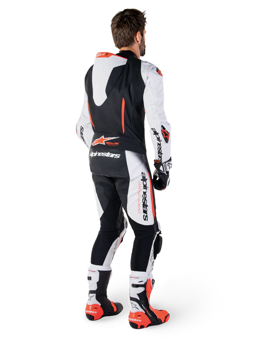 Gp-R7 - Leather Racing Suit (White/Black/Red Fluo) (1 Piece) - Image 4