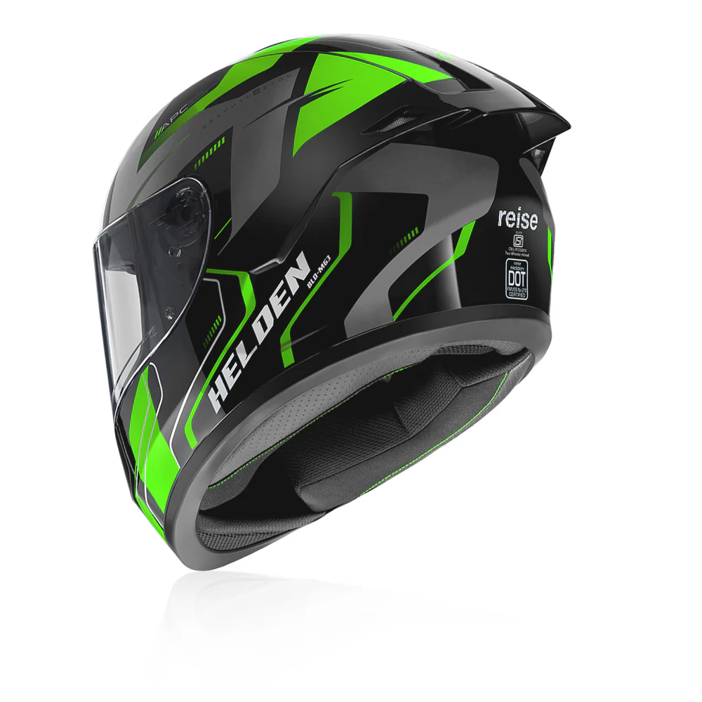 Helden - Motorcycle Riding Helmet (Green/Black) - Image 4