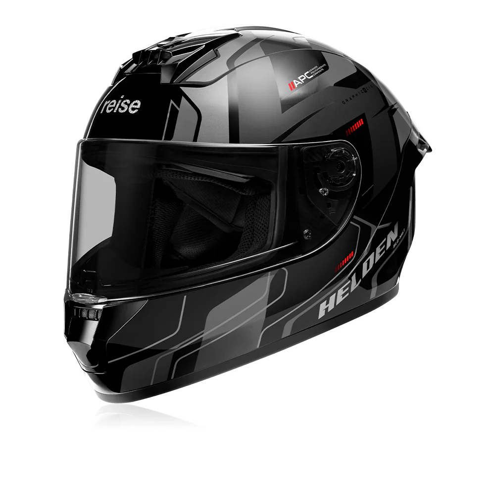 Helden - Motorcycle Riding Helmet (Grey/Black Gloss) - Image 2