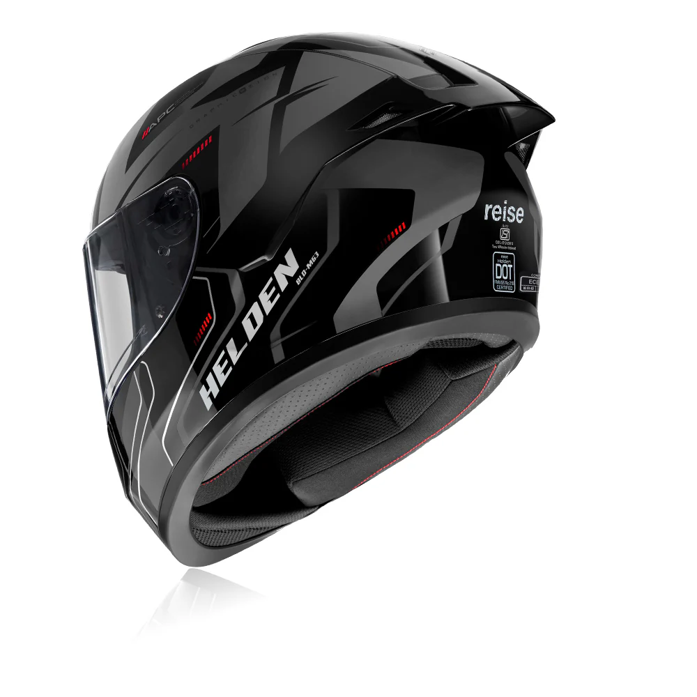 Helden - Motorcycle Riding Helmet (Grey/Black Gloss) - Image 4