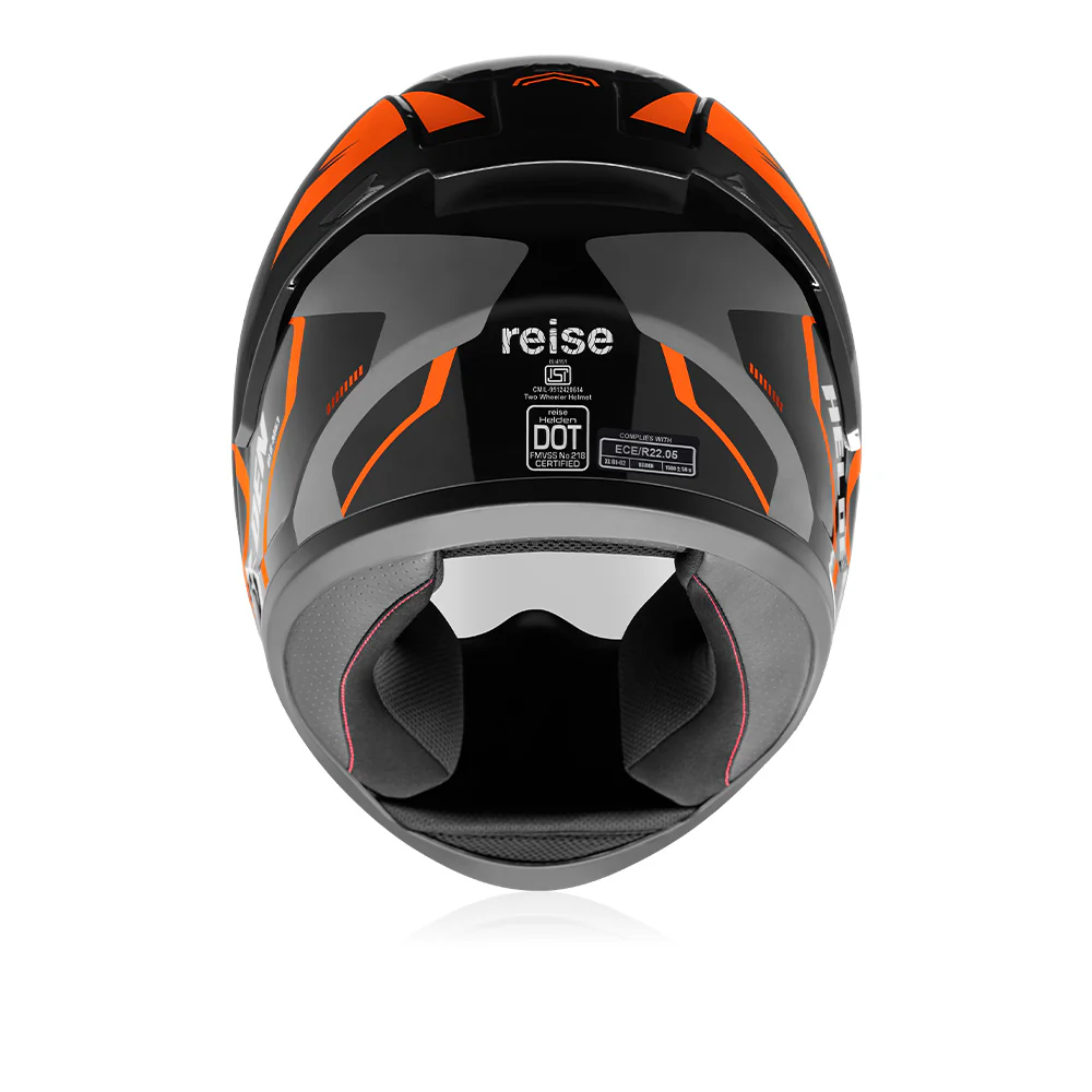 Helden - Motorcycle Riding Helmet (Orange/Black Gloss) - Image 3