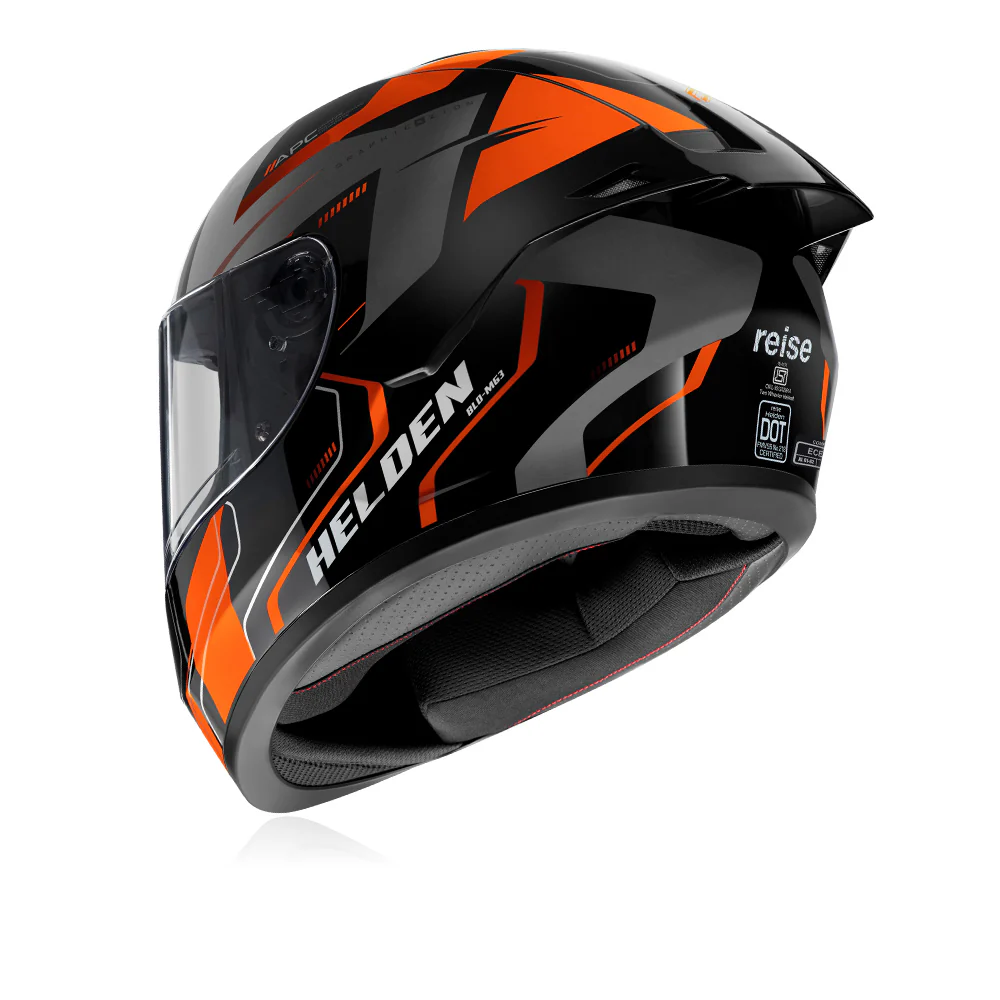 Helden - Motorcycle Riding Helmet (Orange/Black Gloss) - Image 5