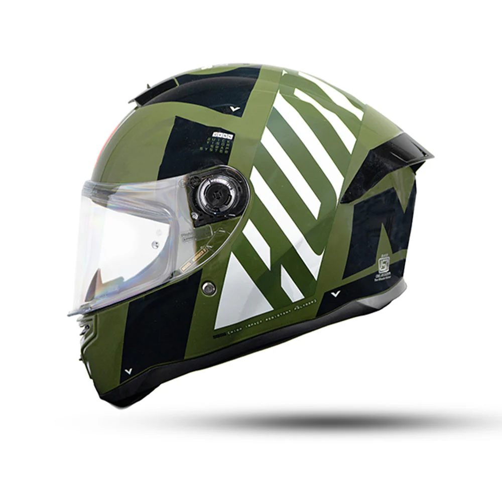 Hummer Air C6 - Motorcycle Riding Helmet (Gloss Green/Black/White)