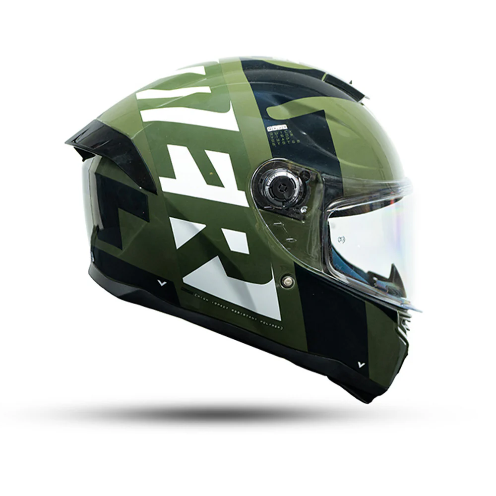 Hummer Air C6 - Motorcycle Riding Helmet (Gloss Green/Black/White) - Image 2