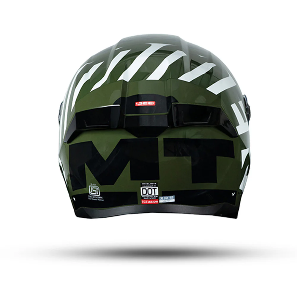 Hummer Air C6 - Motorcycle Riding Helmet (Gloss Green/Black/White) - Image 3