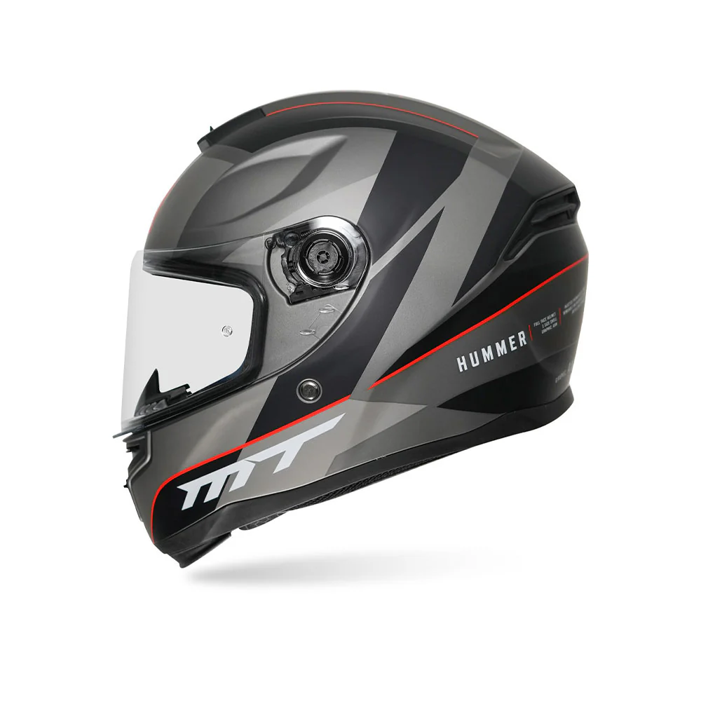 Hummer Axn C15 - Motorcycle Riding Helmet (Gloss Black/Grey)