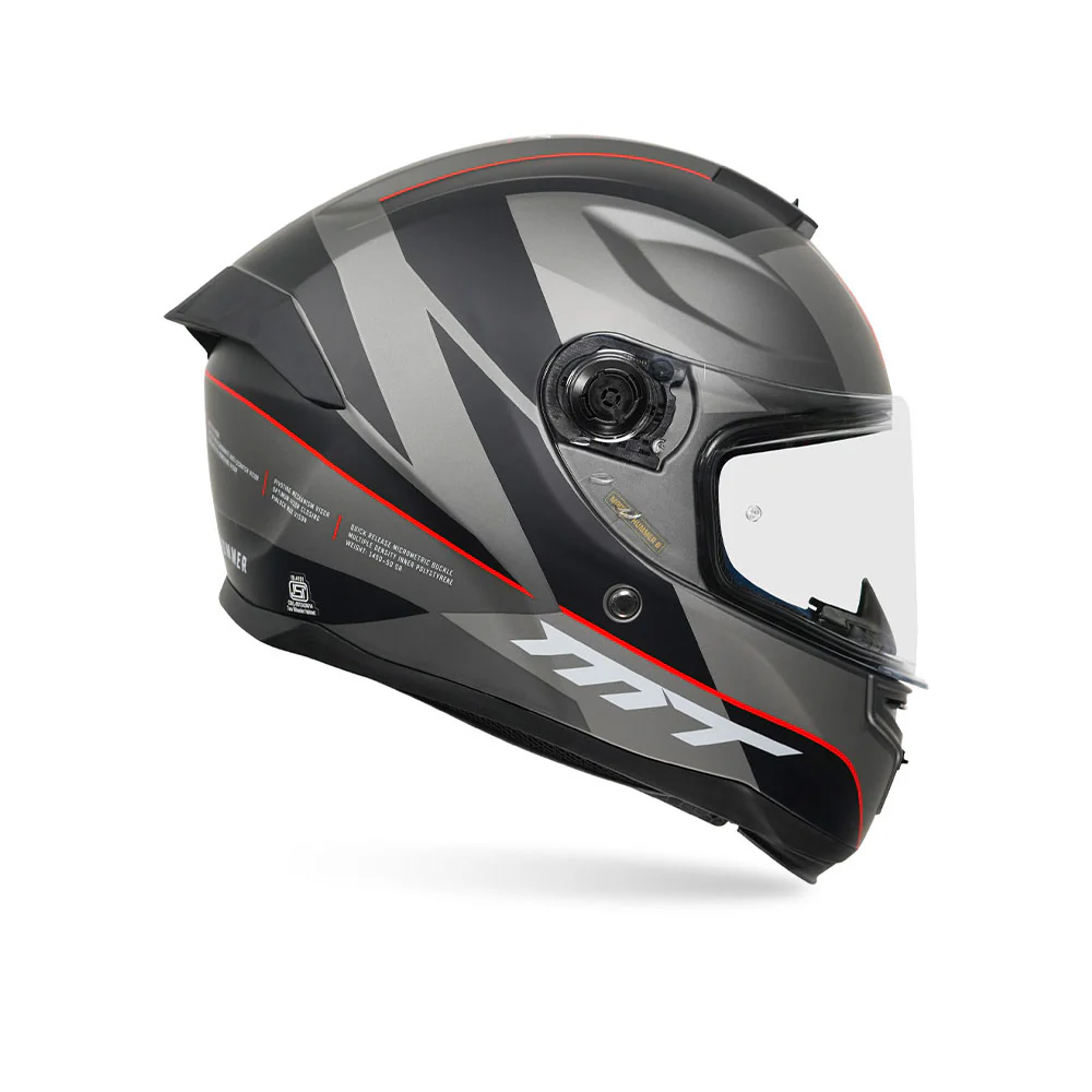 Hummer Axn C15 - Motorcycle Riding Helmet (Gloss Black/Grey) - Image 2