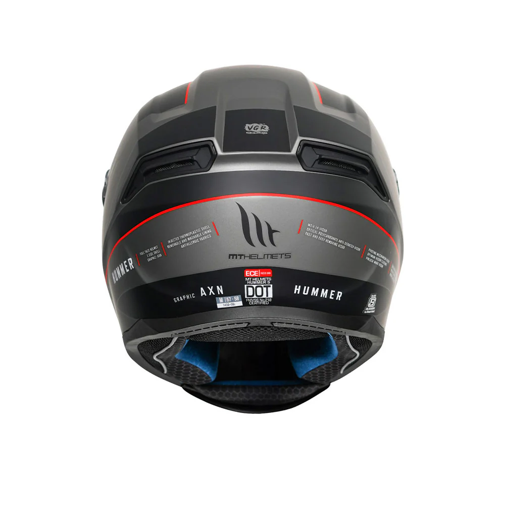 Hummer B AXN C15 - Motorcycle Riding Helmet (Gloss Black/Grey) - Image 4