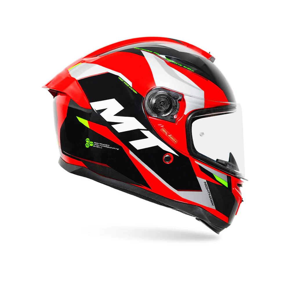 Hummer B Nighthawk D2 - Motorcycle Riding Helmet (Fluor Red/Grey) - Image 3