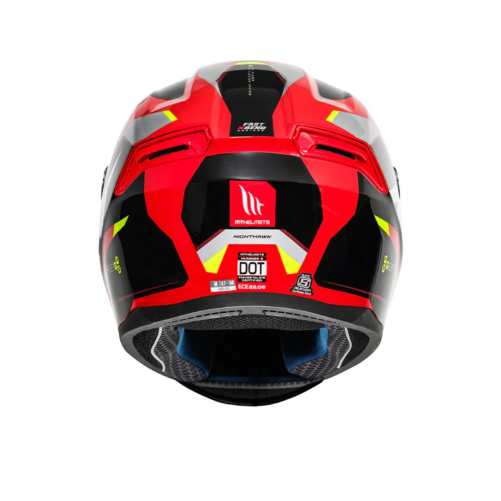 Hummer B Nighthawk D2 - Motorcycle Riding Helmet (Fluor Red/Grey) - Image 4