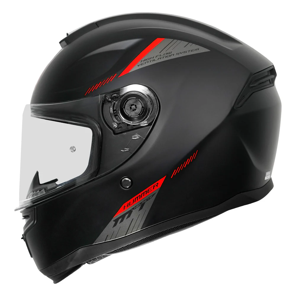 Hummer B Solid A1 - Motorcycle Riding Helmet (Gloss Black)