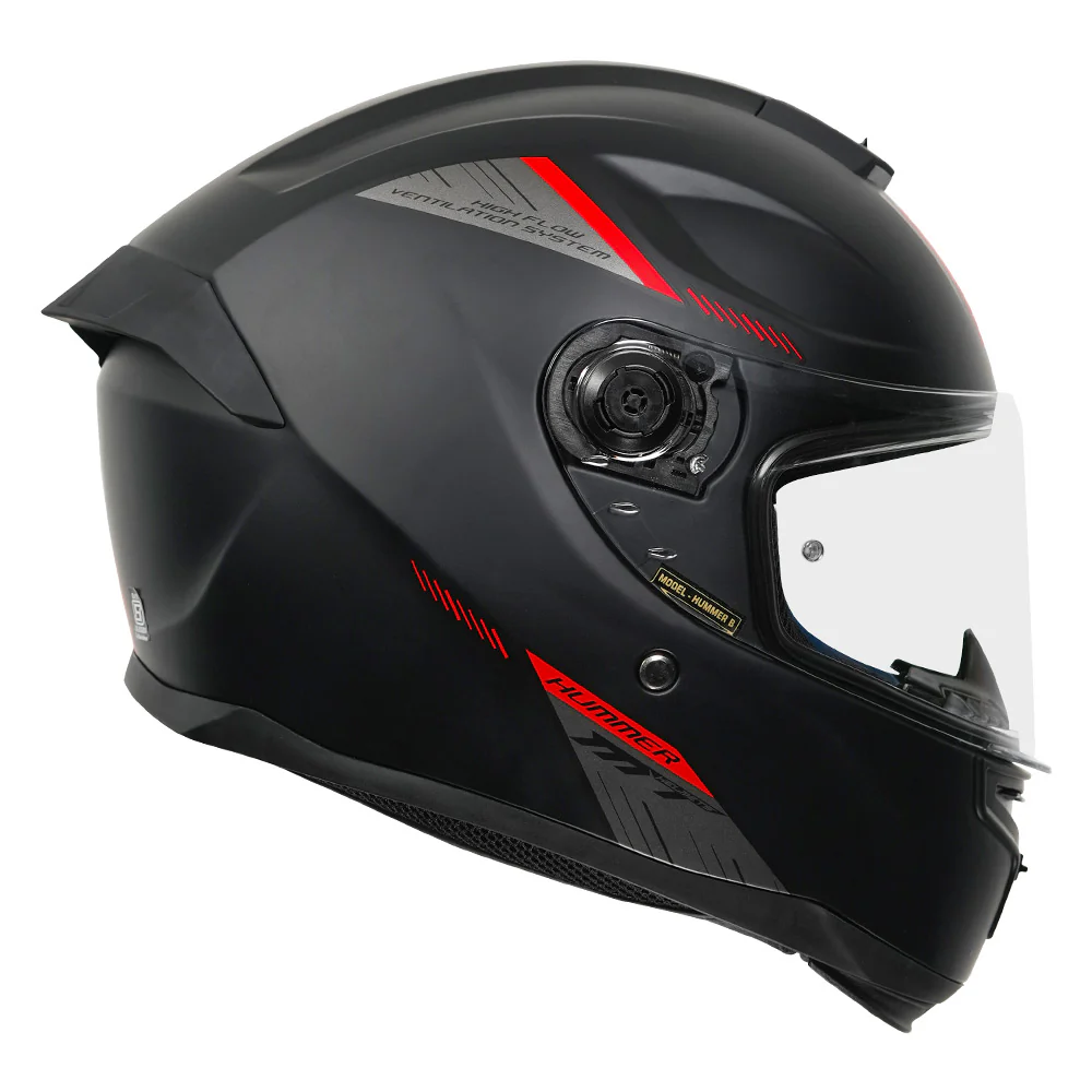 Hummer B Solid A1 - Motorcycle Riding Helmet (Gloss Black) - Image 2
