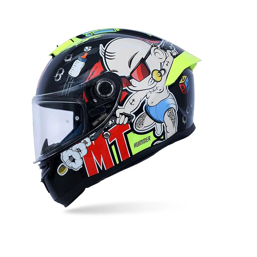 Hummer Baby Bang A3 - Motorcycle Riding Helmet (Gloss Black/Red/Fluor Yellow)
