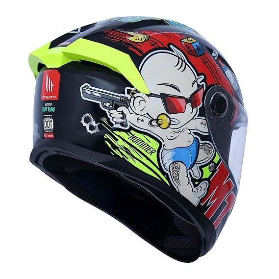 Hummer Baby Bang A3 - Motorcycle Riding Helmet (Gloss Black/Red/Fluor Yellow) - Image 2