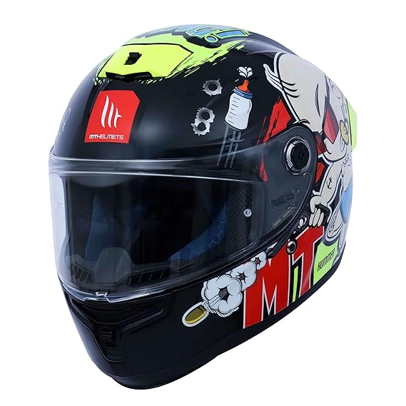 Hummer Baby Bang A3 - Motorcycle Riding Helmet (Gloss Black/Red/Fluor Yellow) - Image 3