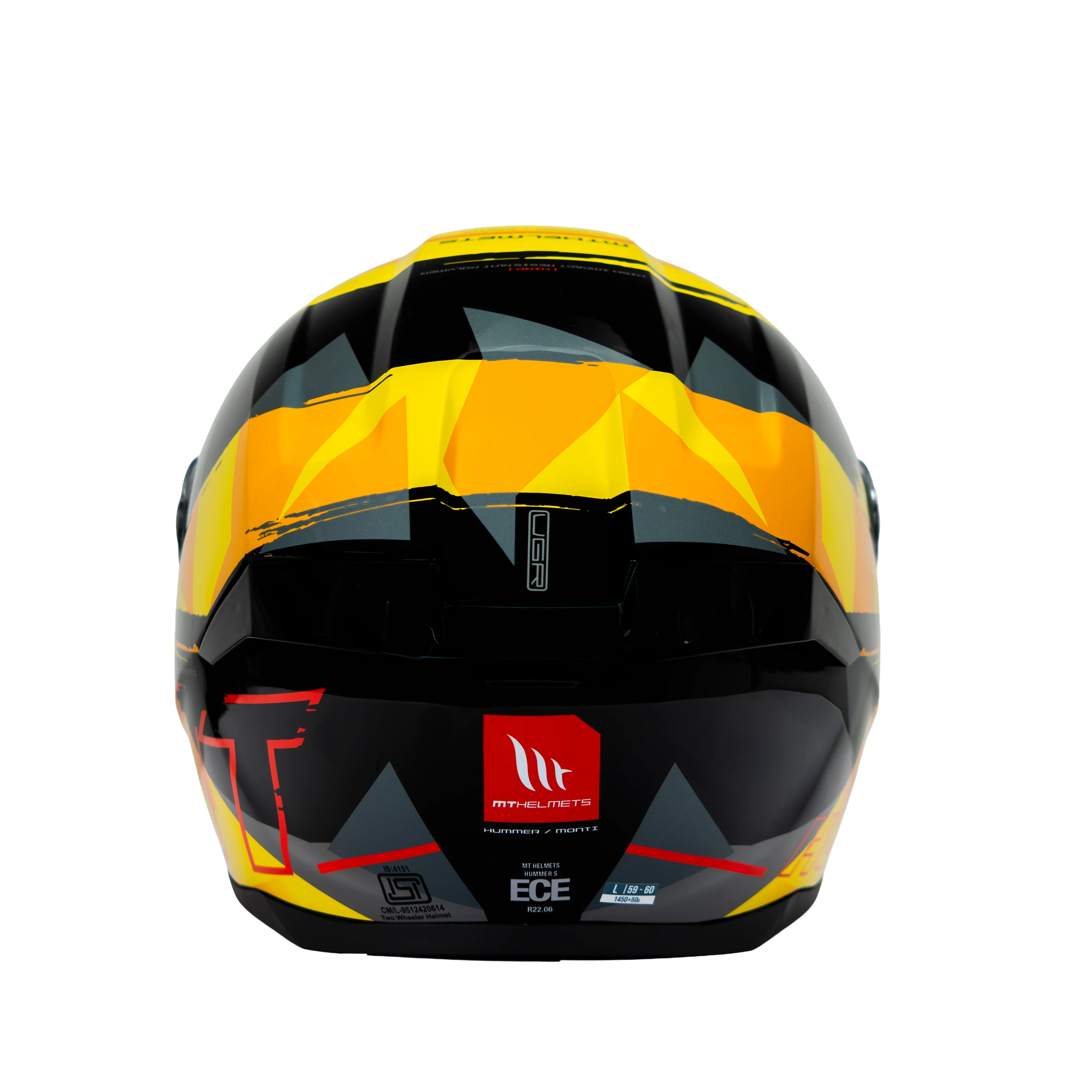 Hummer Monti B3 - Motorcycle Riding Helmet (Gloss Black/Yellow) - Image 3