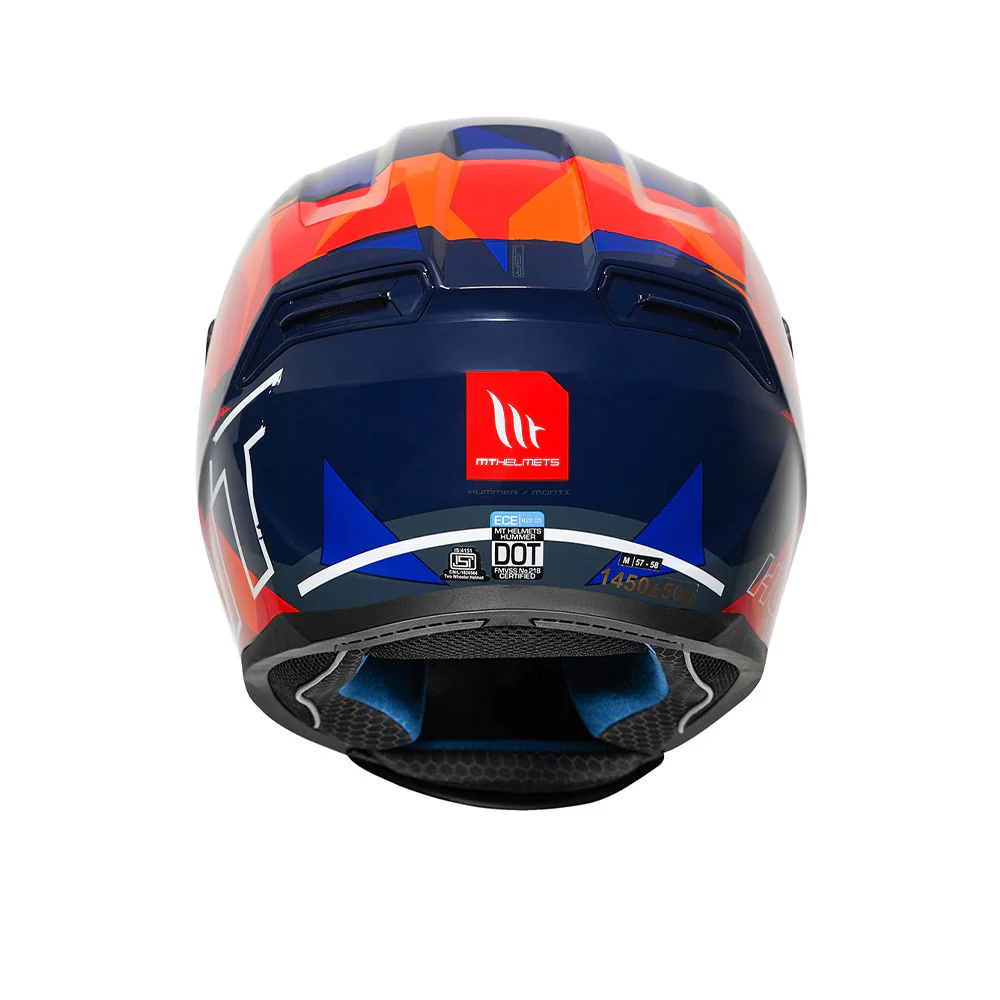 Hummer Monti C7 - Motorcycle Riding Helmet (Gloss Black/Orange/Blue) - Image 4