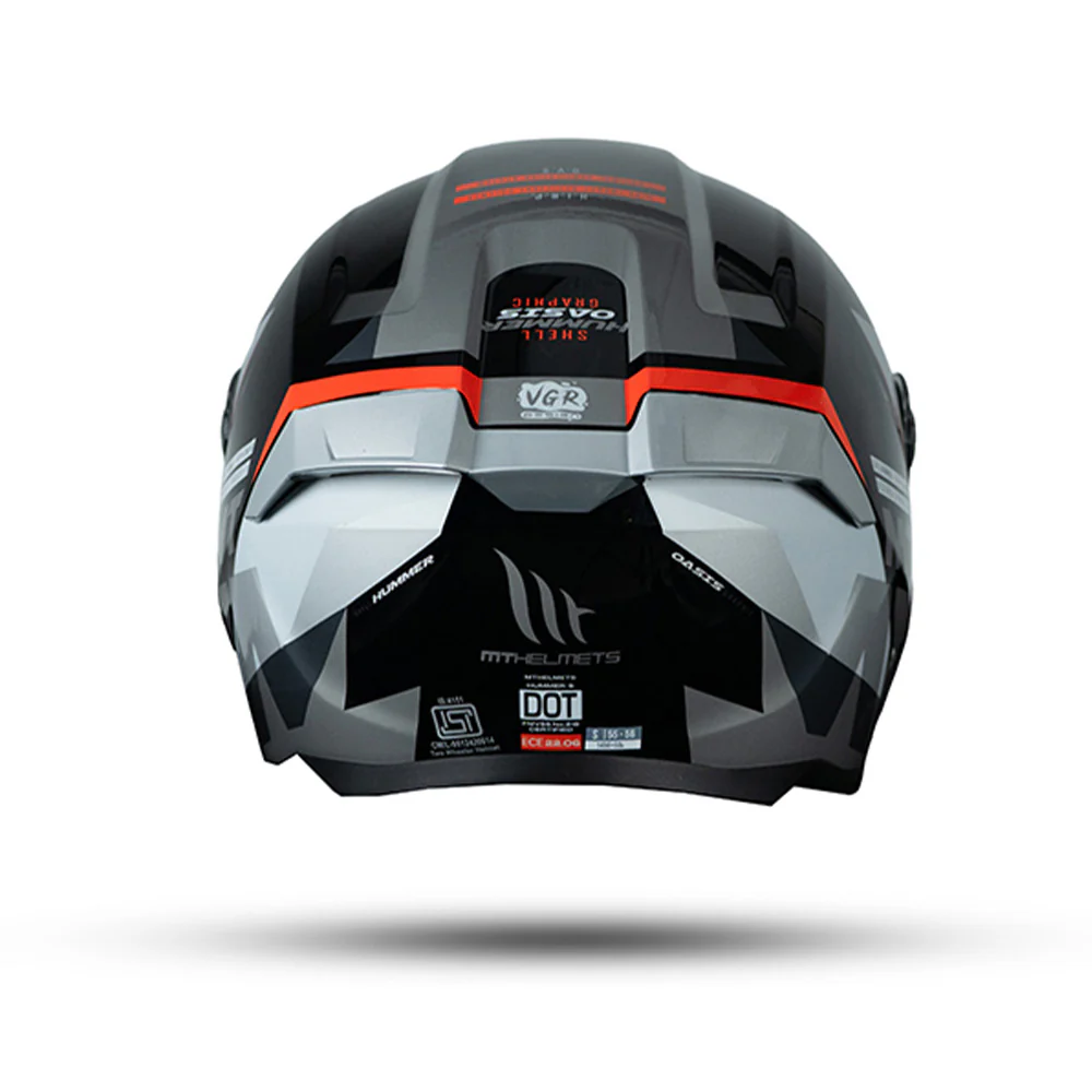 Hummer Oasis A1 - Motorcycle Riding Helmet (Gloss Black/White/Red) - Image 3