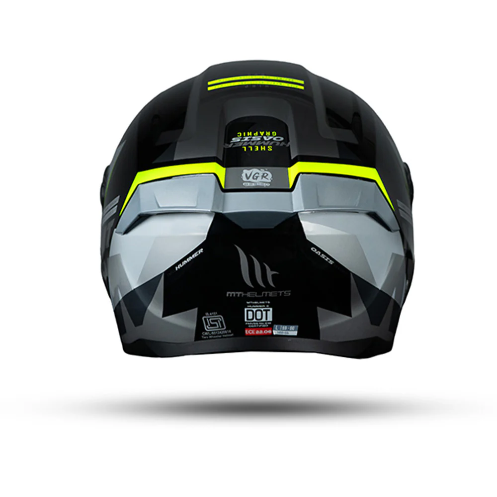 Hummer Oasis B3 - Motorcycle Riding Helmet (Black/Grey/Fluo Yellow) - Image 3