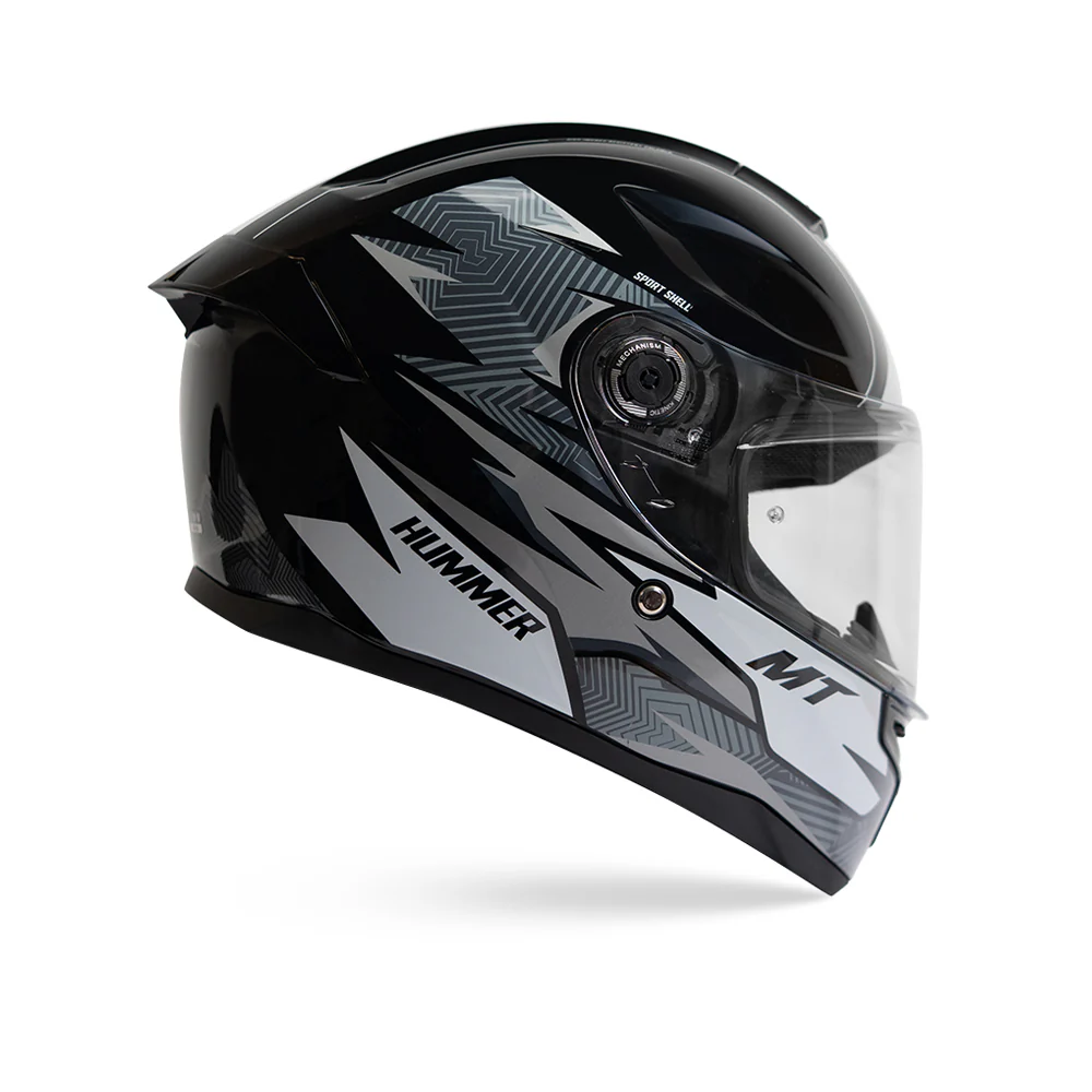 Hummer Shine B0 - Motorcycle Riding Helmet (Gloss Black/Grey) - Image 2